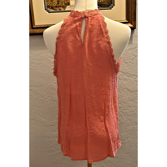 Mine Anthropology Tank Top M Scalloped Crochet Lace Funnel Neck Boho Chic Girly - Picture 5 of 9